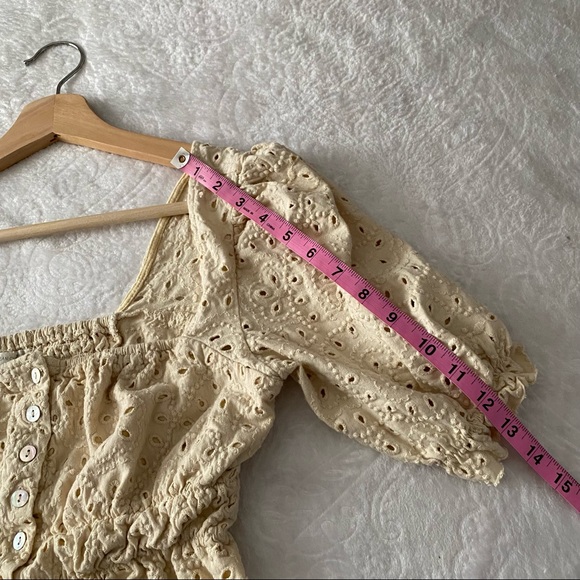 UO Tan Button Down Eyelet Crop Top - Picture 12 of 15